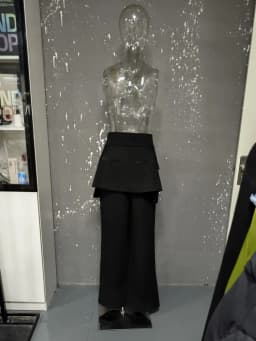 EAM Black Irregular Pants High Waist Leather Long Wide Leg New Loose Fit Trousers Women Fashion Spring Autumn 2026 JQ78101