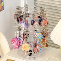 Rotatable Acrylic Display Stand Keychain Jewelry Accessory Holder Earring Necklace Bracelet Chain Storage Organizer