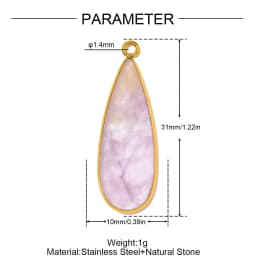 3pcs/Lot Stainless Steel Round Red Agate DIY Earring Charms Amethyst Natural Stone Necklace Pendants Woman Waterdrop Jewelry