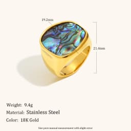 La. Muses Rainbow Abalone Shell Series Stainless Steel Women's Ring PVD Gold Plated Fashion Jewelry Accessories
