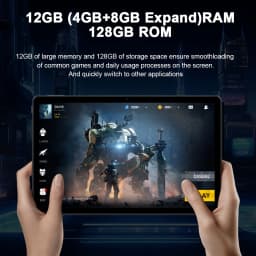KOOMDIGI W30Pro Android 16 Tablet 10 Inch Display Touch Screen 12(4GB + 8GB Expand)RAM, 128GB ROM + Support 1TB TF Expanded(not Include TF Card) WIFI, 5000mAh Battery Type-C Charging, with Case (Keyboard, Wireless Mouse, Pen) Can Optional