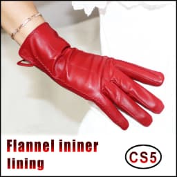 Leather gloves women's sheepskin flannel lining winter warmth high-grade black touch screen color leather gloves driving new