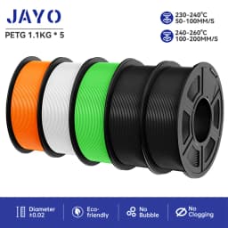 JAYO Filaments PETG 5 Rolls Mixed Colors 3D Printer Filament 1.75mm 100% No Bubble FDM 3D Printer Materials DIY Gift 1.1KG/1 Rol