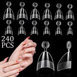 ARTAUG 240PCS Short Press On Nails Square White Gel Lucency Fake Nails Full Cover Fake Nail Set Press On Summer Cheap Nails