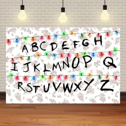 American TV Stranger Theme Background Lights Alphabet Episode Series Vinyl Banner Party Decoration Supplies Photo Prop Baby Gift