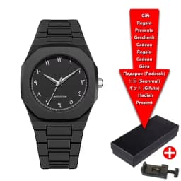 Classic Middle Eastern Arabic Numeral Dial Blue Gold Quartz Watch for Men's Casual TPU Plastic Waterproof Watch Can Customize