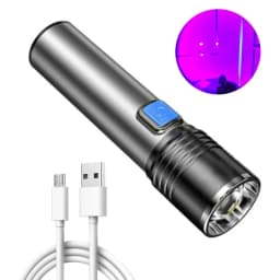 Mini 395nm UV Flashlight Portable LED Ultraviolet Blacklight Money Inspection Penlight with Clip Pet Urine Stains Detector Torch