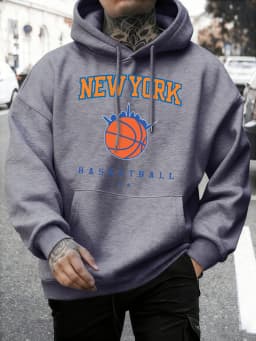 New York Basketball Printed Pullovers Men Fleece Casual Sportswear Autumn Warm Fashion Clothing Unisex Loose Soft Hoodies