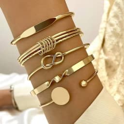 Retro Boho Minimalist Bracelets Set For Women Luxury Exaggerated Geometric Design Wide Metal Bangles Daily Wear Jewelry Gift New