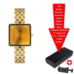 Hot Trend Watch with Simple Large Dial, Gold Black Square Quartz for Women and Men, Steel Strap, Waterproof for Women and Clock