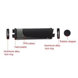 JIBOO 1 Pair Long/Short Bicycle Grip for MTB Natural Rubber Aluminum Alloy Lock Ring Mountain Bike Grip 130mm Anti Slip Handle