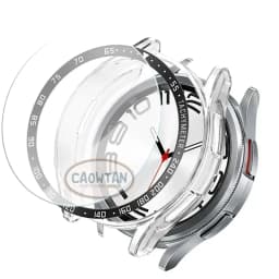 Tempered Glass+Bezel+Case For Samsung Galaxy Watch 6 Classic 43mm 47mm Cover TPU Bumper All-Around Protector Clear Screen Bezels