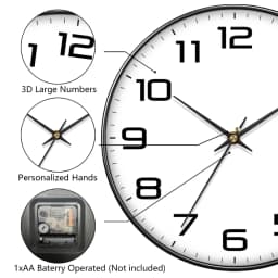 Classic Round Wall Clock Large Clear Readability Numerals Home Office Living Room Decor Offering Elegant Vintage Clock
