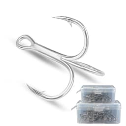 50pcs/box Sharp High Steel Carbon Fishing Treble Hook Strong Crank Barbed Jig Hooks for Carp Sea Fishing Fly Tying Lure 2-14#