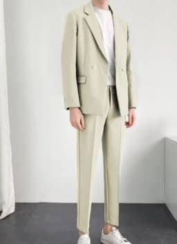 Trendy Korean Style Men Blazer Suit Set Loose Casual Spring Autumn New Cool Stylish Outfit