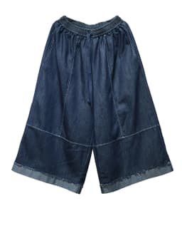 [EAM] High Elastic Waist Blue Denim Wide Leg Jeans Calf-Length Pants New Trousers Women Fashion Tide Spring Autumn 2026 1DJ6418