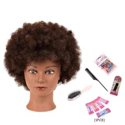 Afro Mannequin Head 100% Real Hair Traininghead Styling Head Braid Hair Dolls Head for Practicing Cornrows and Braids 6inches