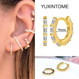 Pave Micro Crystal North Star Hoop Earrings Punk 925 Sterling Silver Ear Needle Twist Gold Earrings For Women Minimalist Jewelry