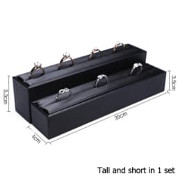 Black Faux Leather Ring Display Column Riser Jewellery Holder Retail Showcase Stand Pawn Shop Counter Organizer Exhibition Rack