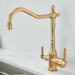 Brass antique light luxury three-in-one pure water faucet household sink wash basin hot and cold water faucet splash-proof E1489