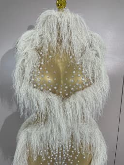 2026 New Sparkly Pearl Tassel Mesh See Through Long Dress Women Sexy Luxury Birthday Prom Party Nightclub Singer Stage Costume