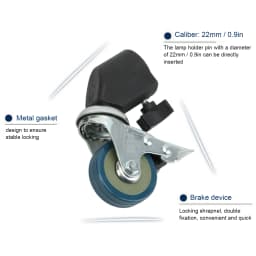 3pcs 22mm Swivel Caster Wheels Set for Photography Light Stand Tripod Studio Photo Video Shooting Locking Caster Set with Brake