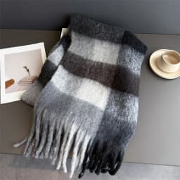 Winter Warm Thick Scarf Women Mohair Plaid Soft Tassel Shawl Wrap Pashmina Checkered Large Neck Blanket Scarf