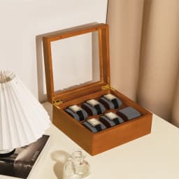 Oirlv Wood Watch Storage Box Delicate Dustproof Glass Cover Watch Box Wristwatch Collection Box Display Storage 6-Gird Watch Box