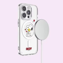 S-Snoopy Wireless Charging Case for iPhone 17 Air 16 E 15 14 13 12 Mini 11 Pro Max Transparent Acrylic Silicone Edge Hard Cover