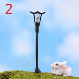 Miniature Christmas Street Lamp Post LED Lights Park Bench & Streetlight Micro Landscape Fairy Garden Ornament Dollhouse Decor