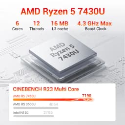 FIREBAT R3 Mini PC New AMD Ryzen 5 7430U 16GB LPDDR4 RAM 512GB SSD Wi-Fi 6 BT5.2 USB 3.0 Window11 Gaming Desktop Mini Computer