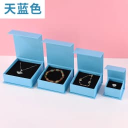 9*9*3.5cm Paper box custom logo necklace magnet box with sponge personalized logo jewelry package bulk flip cardboard box