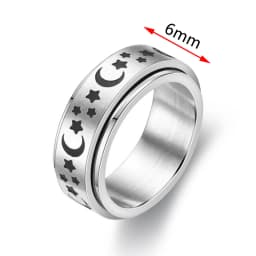 Fidget Spinner Anxiety Rings For Women Men Spinning Rotate Antistress Printing Stainless Steel Ring Accessories Trendy Jewelry