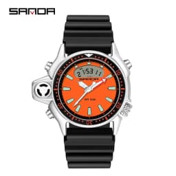 SANDA Sport Men Quartz Digital Watch Creative Diving Watches Men Waterproof Alarm Watch Dual Display Clock Relogio Masculino