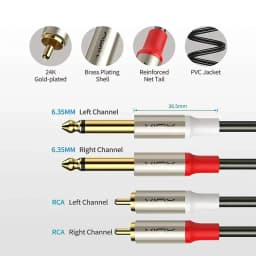 6.35mm To RCA Cable Dual 1/4 TS Male To Dual RCA Male Stereo Audio Cable for Guitar AV Receiver Speaker Amplifier Home Theater