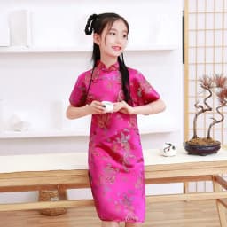 Dragon Phoenix Pattern Niche Design Autumn Silk Chinese Style Dress Girls Skirt Kids Traditional Dress Qipao Girls Cheongsam