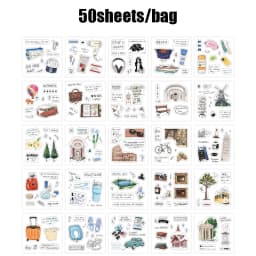 50pcs/bag stickers sticker book soft time series handbook material DIY photo frame album phone case diary creative stickers