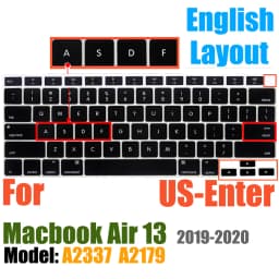 Keyboard Cover For MacBook Air 13 inch 2022 2021 2020 Release A2337 M1 A2179 with Touch ID Waterproof Protective Silicone Skin