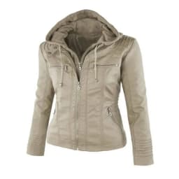 Customizable Hooded Leather Jacket Autumn Winter women's with zipper leather jacket short PU jacket coat Suit Jackets