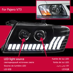 AKD Head Lamp for Pajero V73 LED Headlight 2004-2016 Headlights V77 V75 DRL Turn Signal High Beam Angel Eye Projector Lens