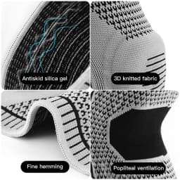 1Pc Silicone Knee Sleeve with Spring Support Elastic Breathable Knee Pad Shock Absorption Knee Brace for Workout Running Basketb