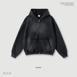 ZODF Retro Winter Men 400gsm Monkey Washed Zipper Hoodie Unisex High Street Loose Edge Ripped Distressed Hooded Pullovers HY1117