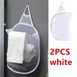 Foldable Storage Laundry Basket Organizer Dirty Clothes Mesh Bag Household Wall-mounted Bathroom Clothes Hanging Baskets Bucket
