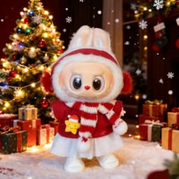 Doll Clothes for 15-17CM Labubu Clothing Merry Christmas Hat Scarf Elk Snowman Set Mini Plush Doll Accessory New Year Dress Gift