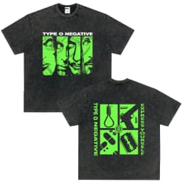 Rock Band Type O Negative The Green Man Vintage Washed T Shirt Gothic Metal Short Sleeve T-shirt Men's Vintage Hip Hop T Shirts