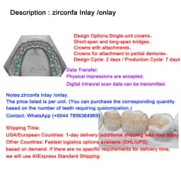 OEM Custom Dentures Fixed Restorations CAD/CAM Multilayered Zirconia IPS e.Max Veneer Post PFM Co-Cr Alloy FMC Bridge