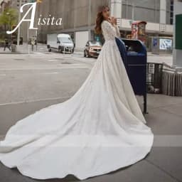 Simple Wedding Dress A-Line Applique O-Neck Long Sleeves 2025 Bridal Gown Lace Vintage Style Robe De Marié For Women Customized