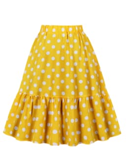 2024 Elegant Flower Dot Printed Casual Party Elastic Waist Knee length Skirt for Women