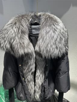 OFTBUY New Duck Down Jacket Winter Coat Women Super Large Real Silver Fox Fur Collar Jacket Knit Sleeve Fashion Luxury Outerwear