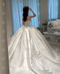 Customized Strapless Sleeveless Ball Gown Satin Beaded Wedding Dress Vestidos De Novia Amanda Novias Amanda Novias Official